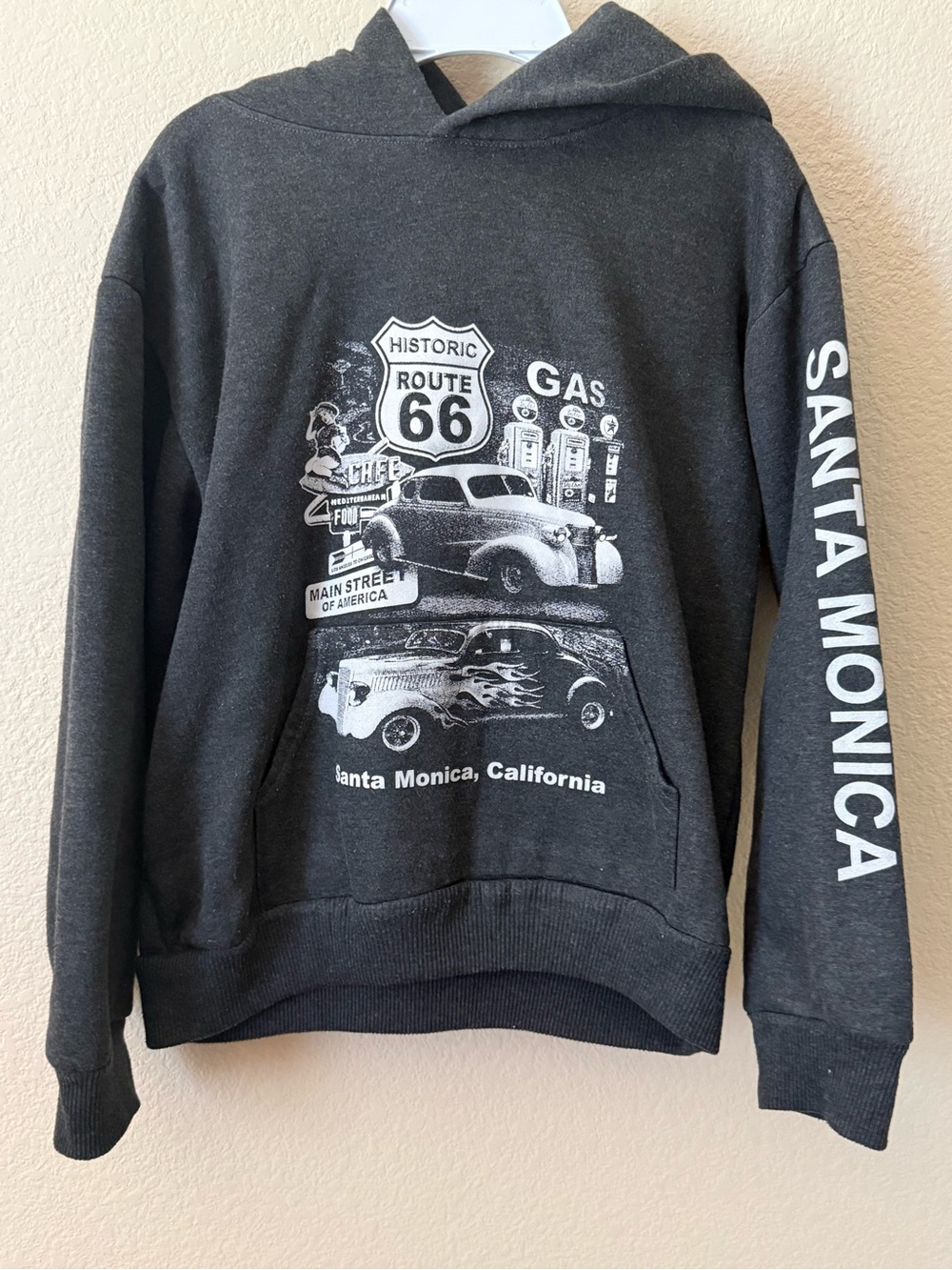 Kids Dark Gray Route 66 Graphic Crewneck Hoodie - Santa Monica